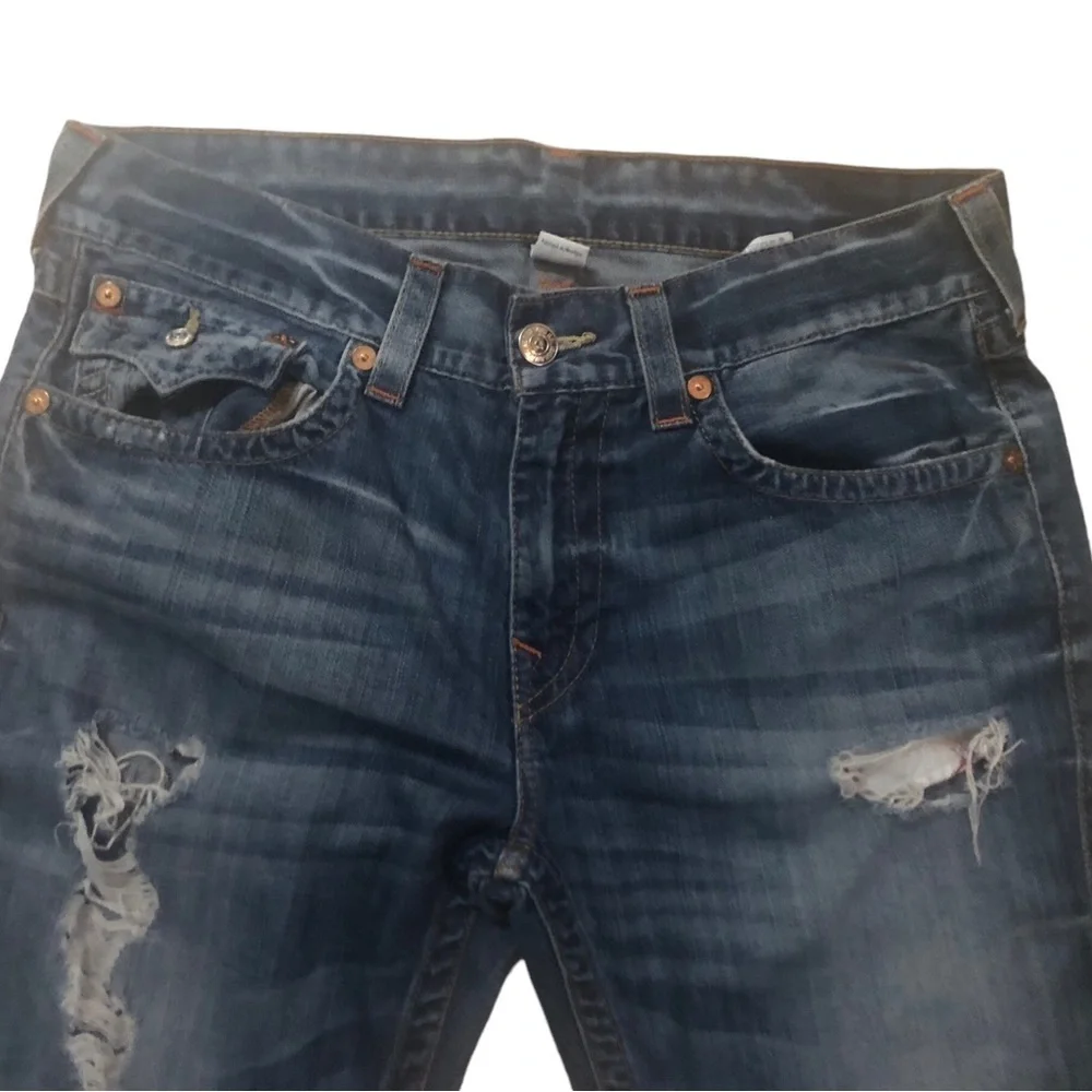 True Religion Skinny Illusion Jean With Rips 34X34 Cotton DSFM Distressed